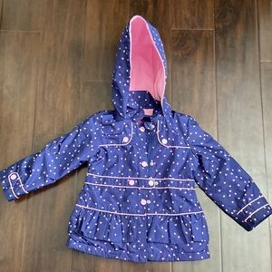 London Fog Girls Hooded Fleece Lined Peacoat Rain Jacket